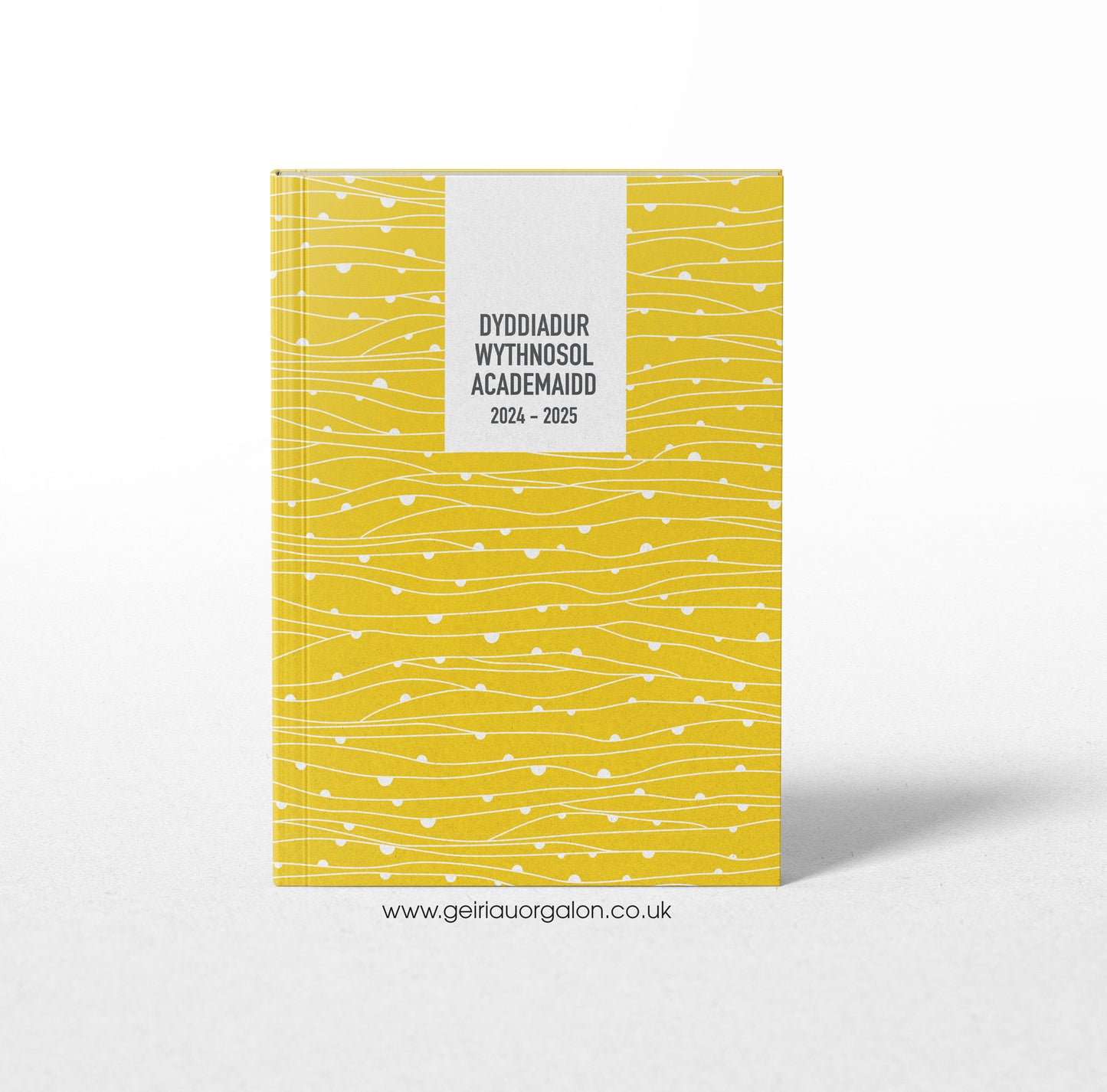 A4 Dyddiadur Wythnosol Academaidd NORMAL Clawr Caled 2025 – 2026 (Sgwgls Melyn)