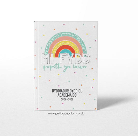 A4 Dyddiadur Dyddiol Academaidd Clawr Caled 2025 – 2026 (Popeth yn Iawn)