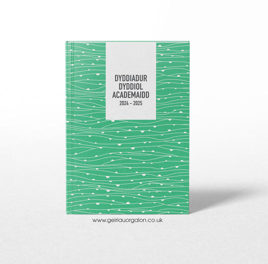 A4 Dyddiadur Dyddiol Academaidd Clawr Caled 2025 – 2026 (Sgwgls Gwyrdd)