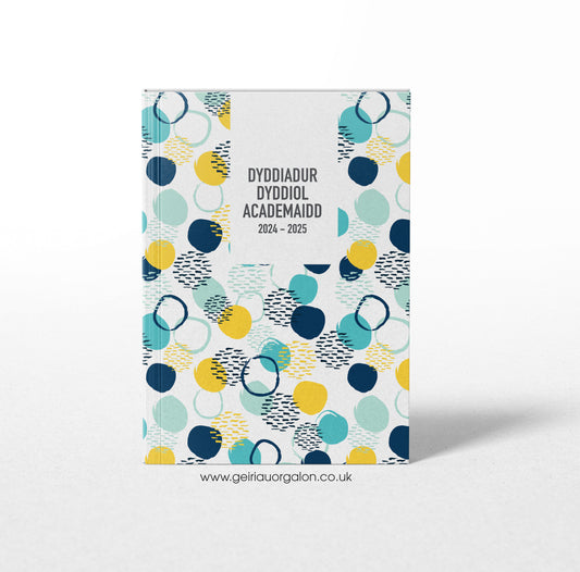 A4 Dyddiadur Dyddiol Academaidd Clawr Caled 2025 – 2026 (Cylchoedd Glas)