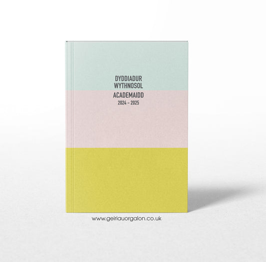A4 Dyddiadur Wythnosol Academaidd MEGA Clawr Caled 2025 – 2026 (Streipiau Pastel)