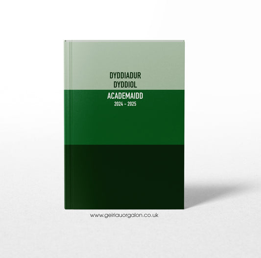 A4 Dyddiadur Dyddiol Academaidd Clawr Caled 2025 – 2026 (Streipiau Gwyrdd)