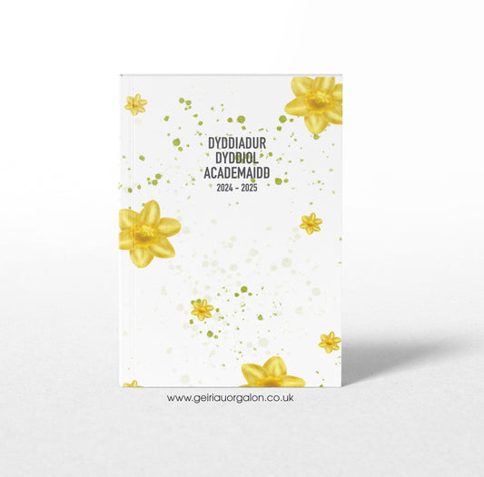 A4 Dyddiadur Dyddiol Academaidd Clawr Caled 2025 – 2026 (Daffodil)