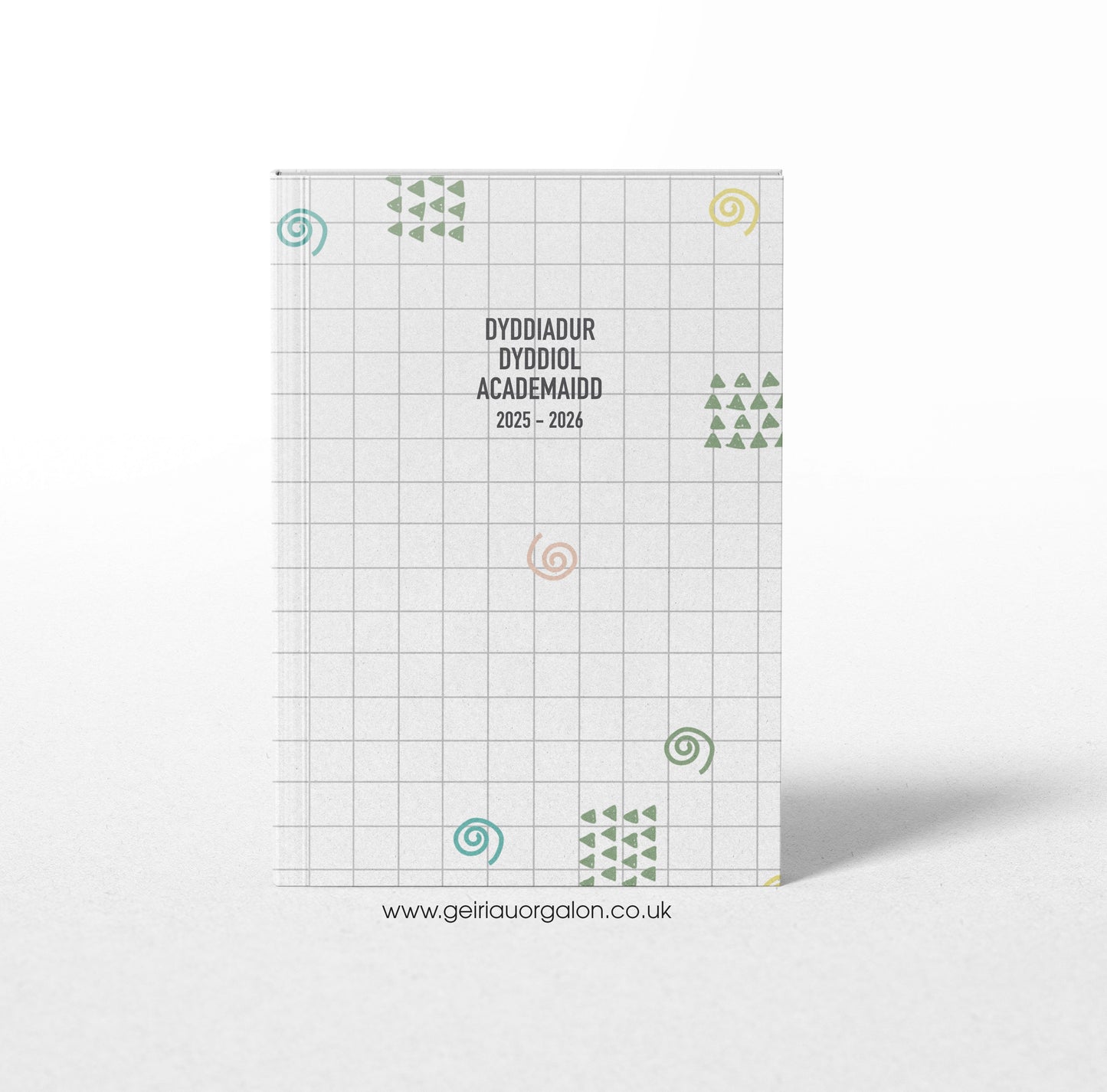 A4 Dyddiadur Dyddiol Academaidd Clawr Caled 2025 – 2026 (Grid)