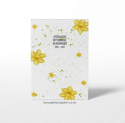 A4 Dyddiadur Wythnosol Academaidd MEGA Clawr Caled 2025 – 2026 (Daffodil)