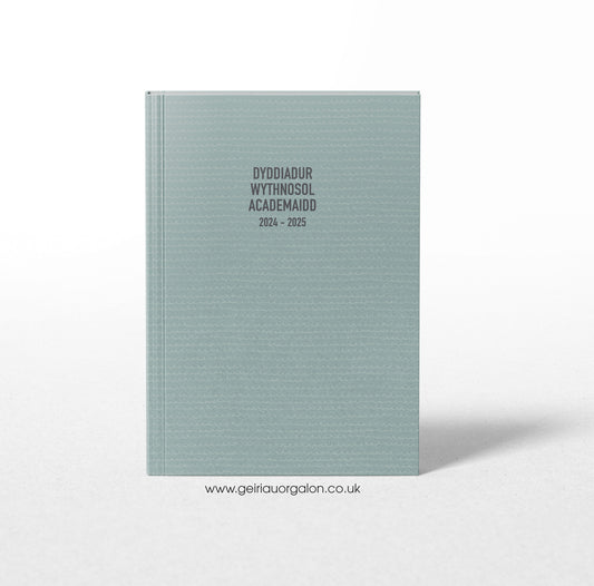 A4 Dyddiadur Wythnosol Academaidd NORMAL Clawr Caled 2025 – 2026 (Sgwgls Glas)