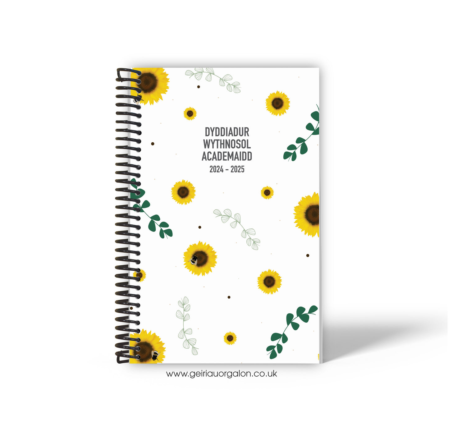A4 Dyddiadur Wythnosol Academaidd NORMAL Spiralbound 2025-2026 (Gwenwyn Hapus)