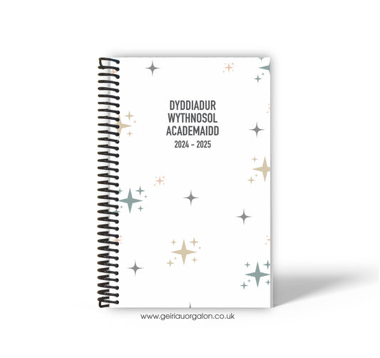 A4 Dyddiadur Wythnosol Academaidd NORMAL Spiralbound 2025-2026 (Ser Sgleiniog)  ­­­