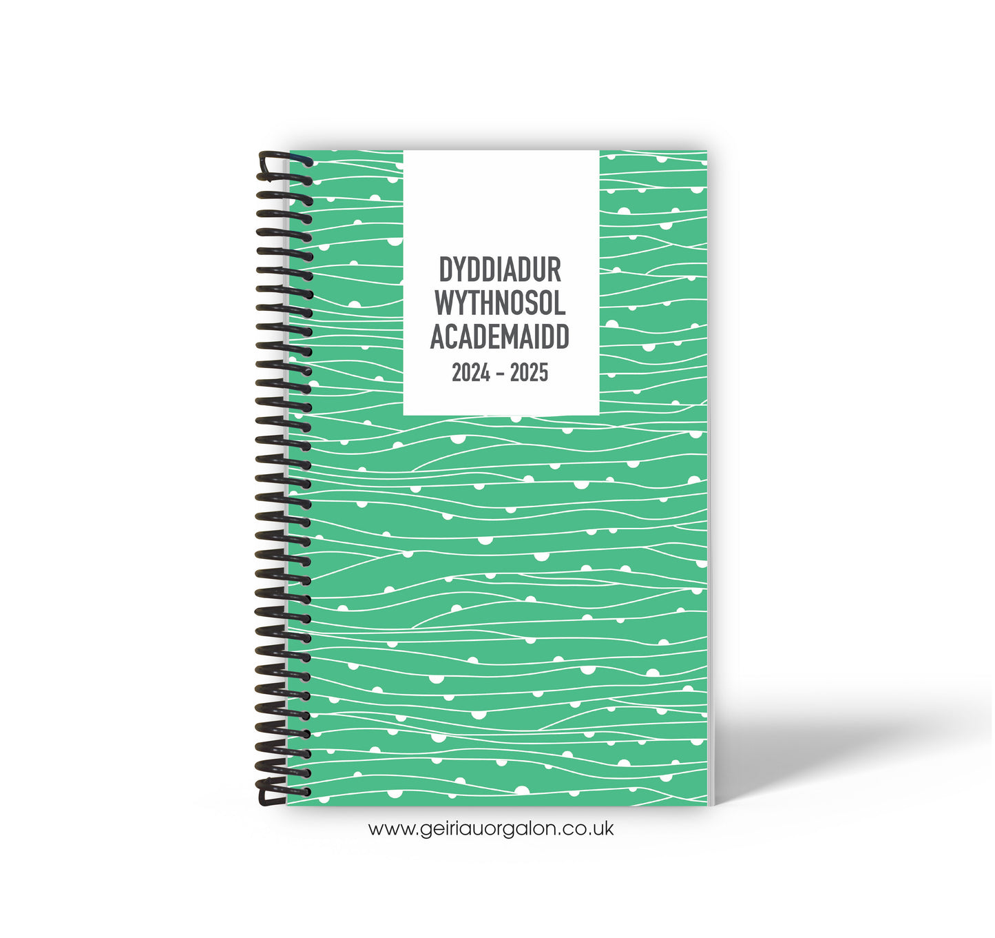 A4 Dyddiadur Wythnosol Academaidd NORMAL Spiralbound 2025-2026 (SGWGLS GWYRDD)