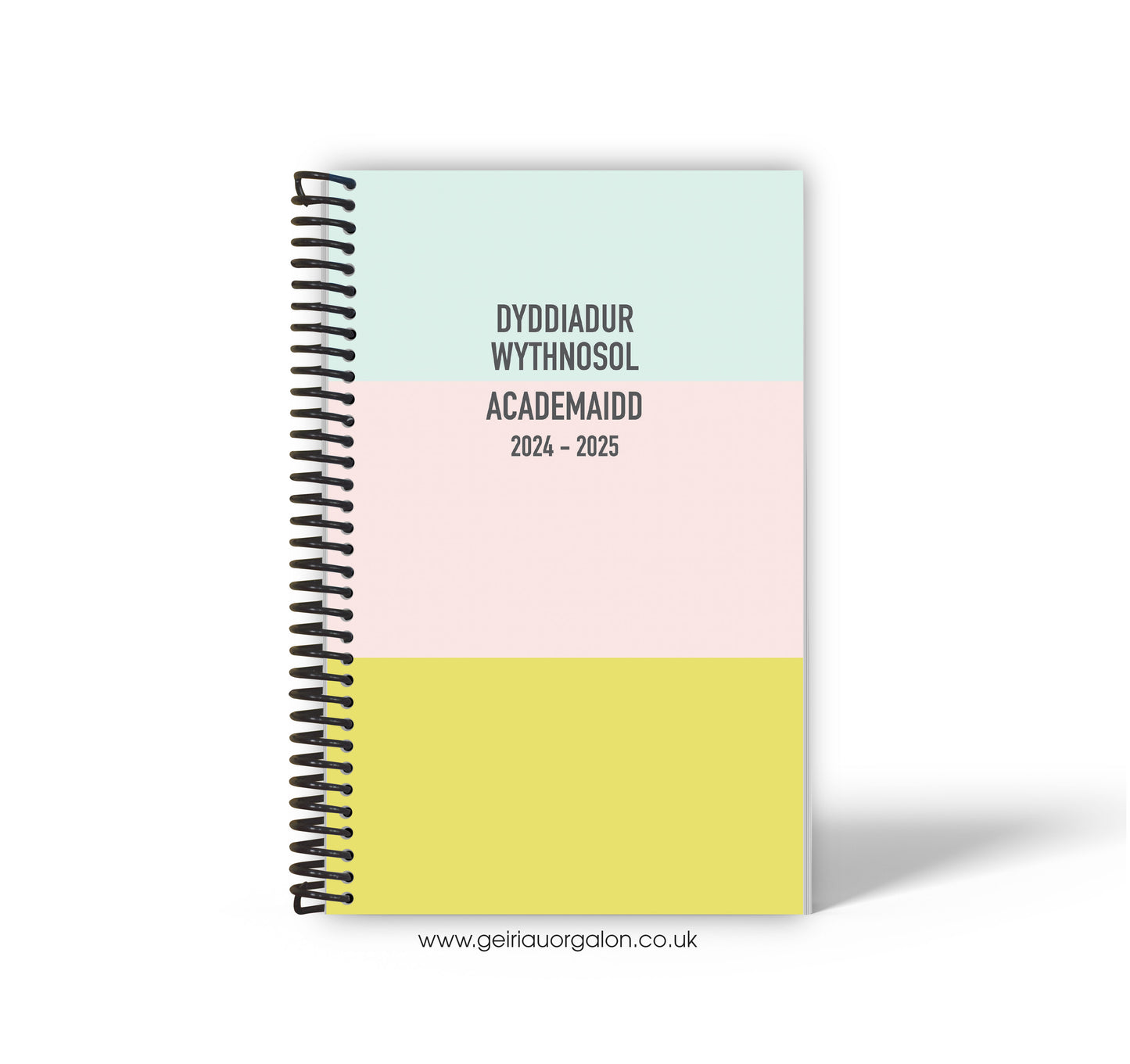 A4 Dyddiadur Wythnosol Academaidd NORMAL Spiralbound 2025-2026 (Streipiau Pastel)