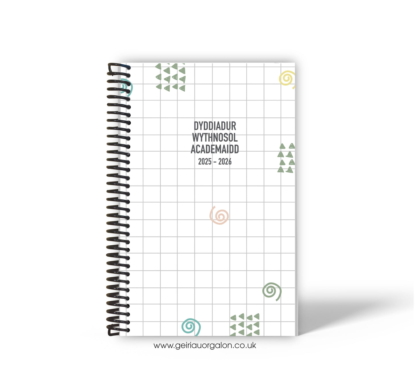 A4 Dyddiadur Wythnosol Academaidd NORMAL Spiralbound 2025-2026 (Grid)