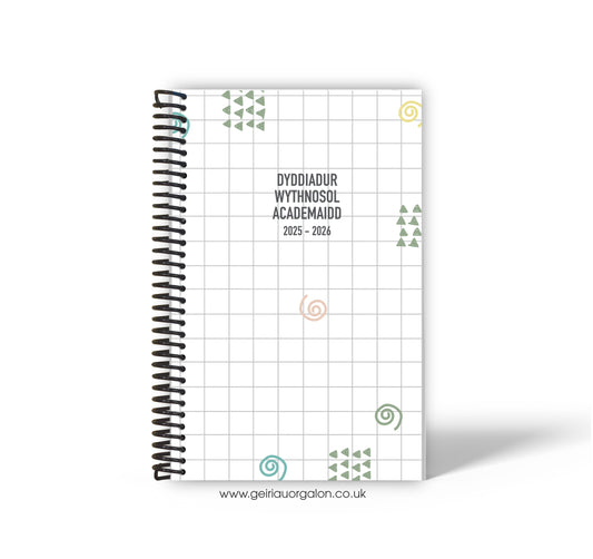 A4 Dyddiadur Wythnosol Academaidd NORMAL Spiralbound 2025-2026 (Grid)
