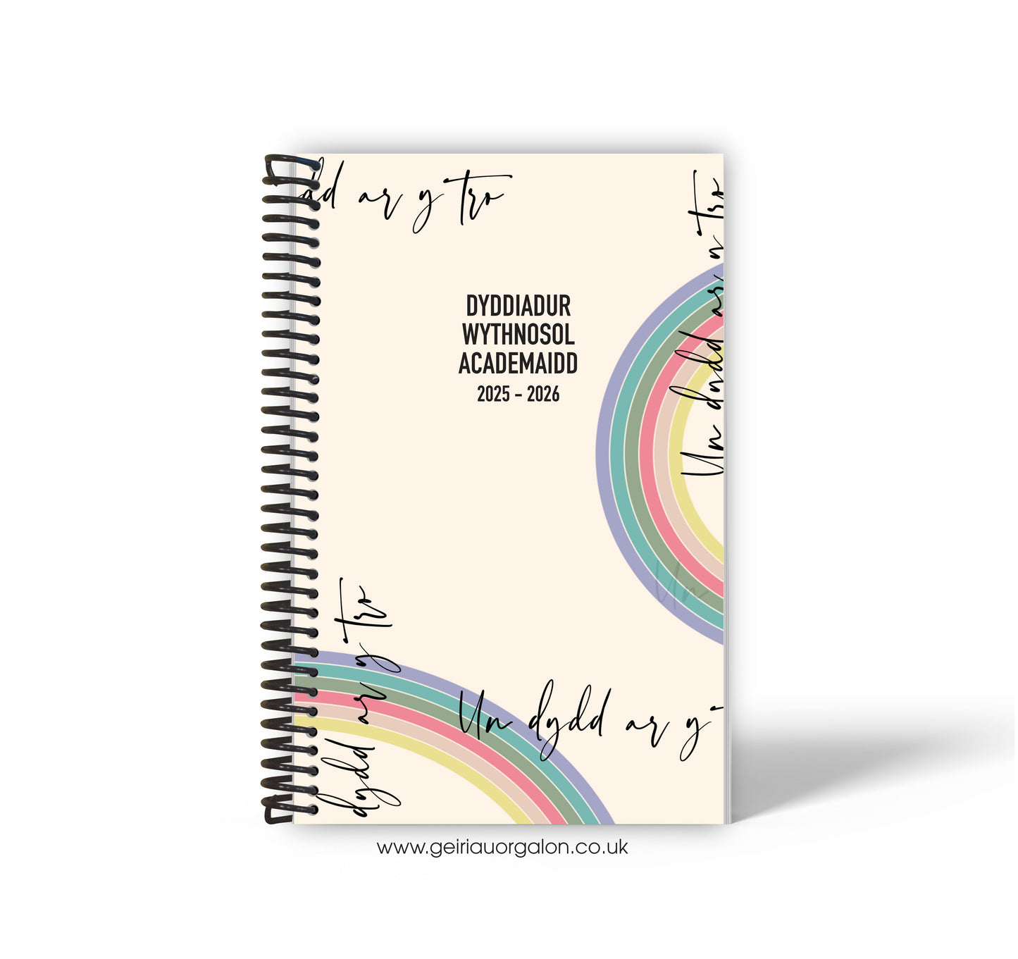 A4 Dyddiadur Wythnosol Academaidd NORMAL Spiralbound 2025-2026 (Un Dydd)