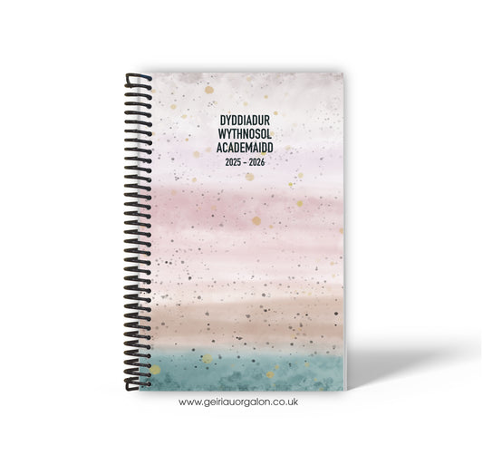 A4 Dyddiadur Wythnosol Academaidd NORMAL Spiralbound 2025-2026 (Dyfrlliw)