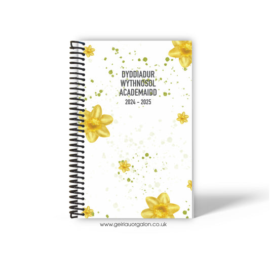 A4 Dyddiadur Wythnosol Academaidd NORMAL Spiralbound 2025-2026 (Daffodil)