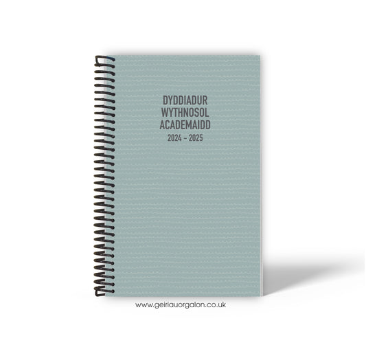 A4 Dyddiadur Wythnosol Academaidd NORMAL Spiralbound 2025-2026 (Sgwgls Glas)  ­­­